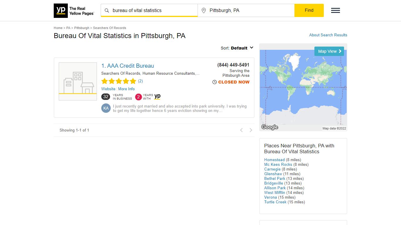 Bureau Of Vital Statistics in Pittsburgh, PA - yellowpages.com